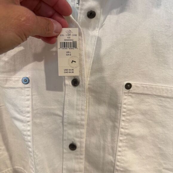 Aerie Large White Denim Oversized Shirt Jacket - Picture 3 of 8